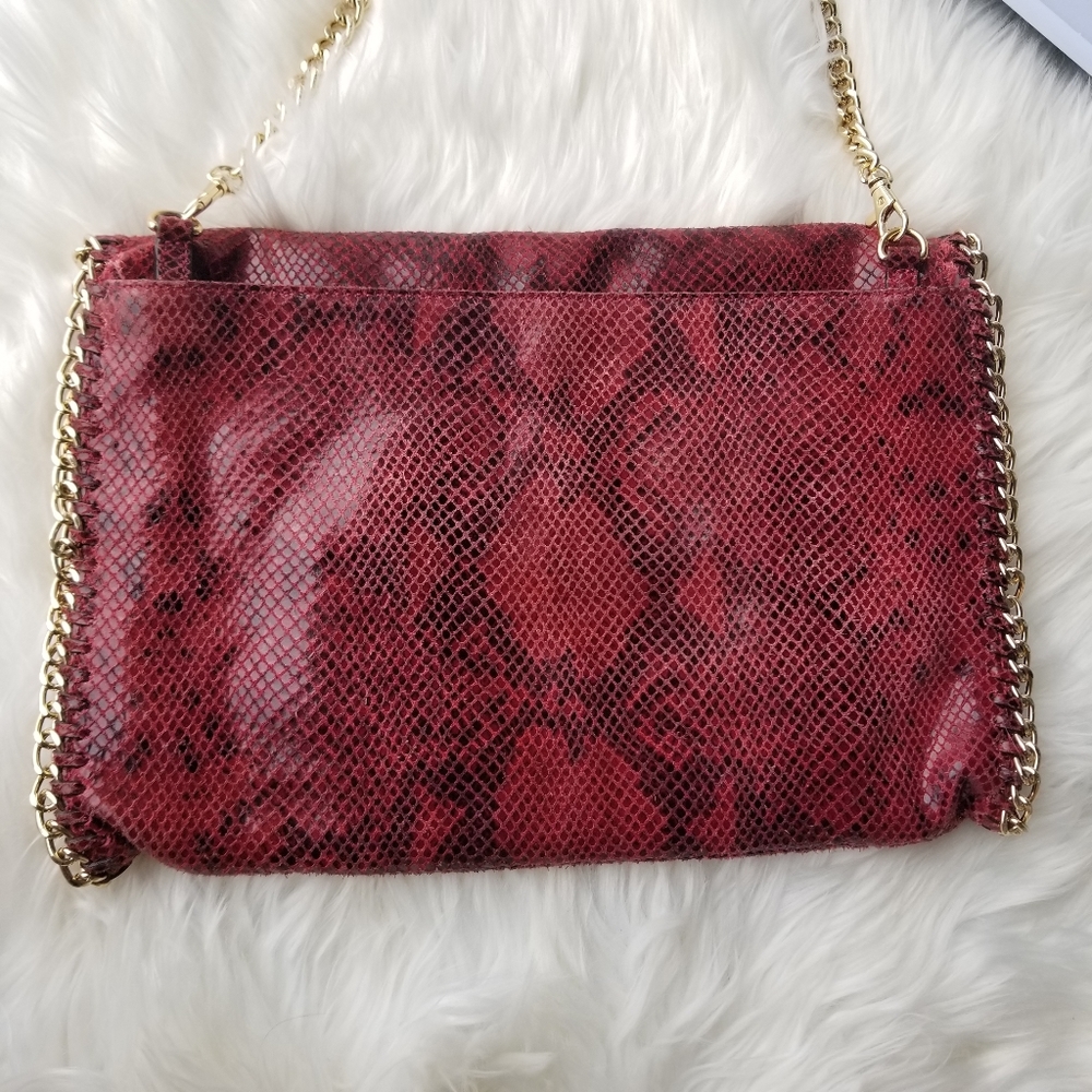 Michael Kors "Chelsea" Python red clutch - Picture 6 of 14